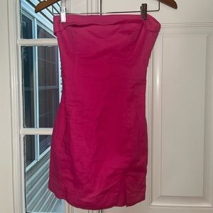 Hot Pink Linen Mini Dress